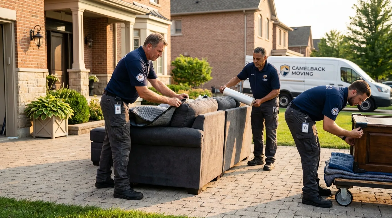 Large estate moving crew wrapping furniture in Vicksburg, MI